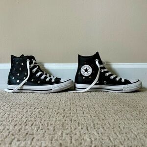 Converse Chuck Taylor All Star Studs High Top Leather Spot Rivet Black 565849C